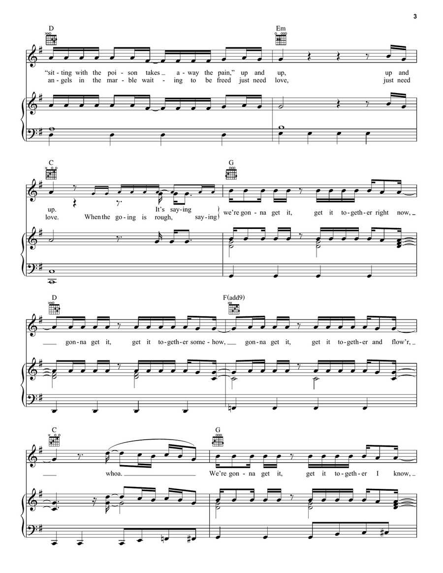 Up & Up Piano, Vocal, Guitar scores gallery preview page 3