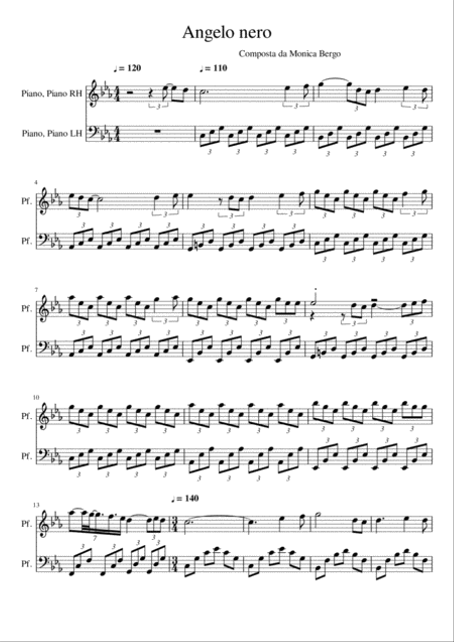 L'angelo nero Piano Solo scores gallery preview page 1