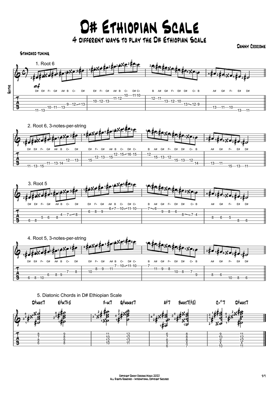 D# Ethiopian Scale (4 Ways to Play) Electric Guitar scores gallery preview page 1
