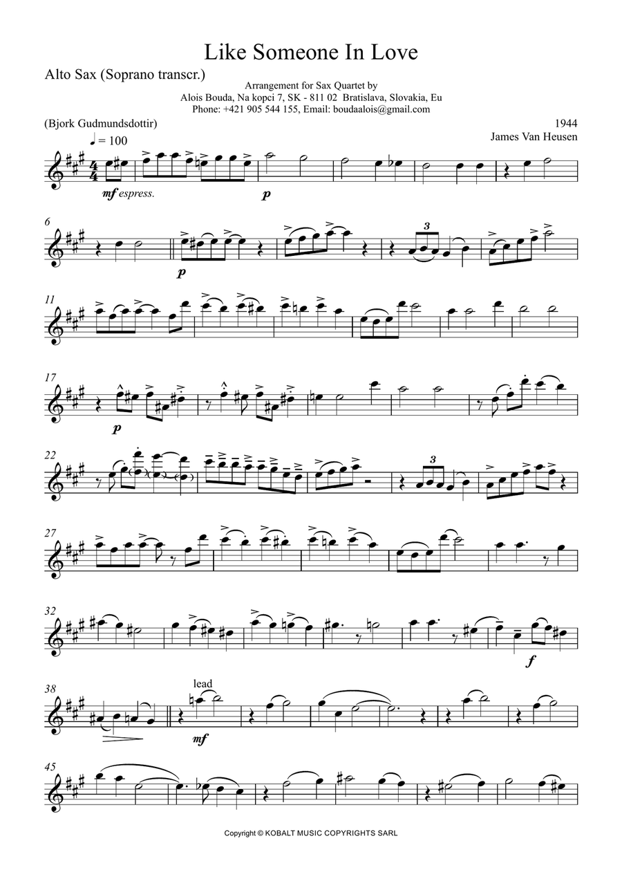 Like Someone In Love Saxophone Quartet scores gallery preview page 3