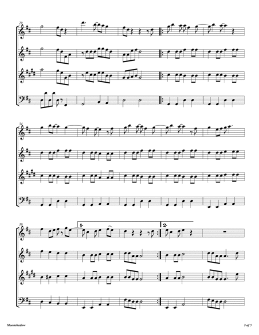 Moonshadow Woodwind Quartet scores gallery preview page 4