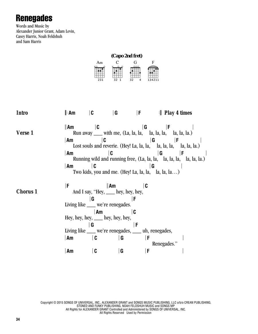 Renegades Renegades Acoustic Guitar scores gallery preview page 1