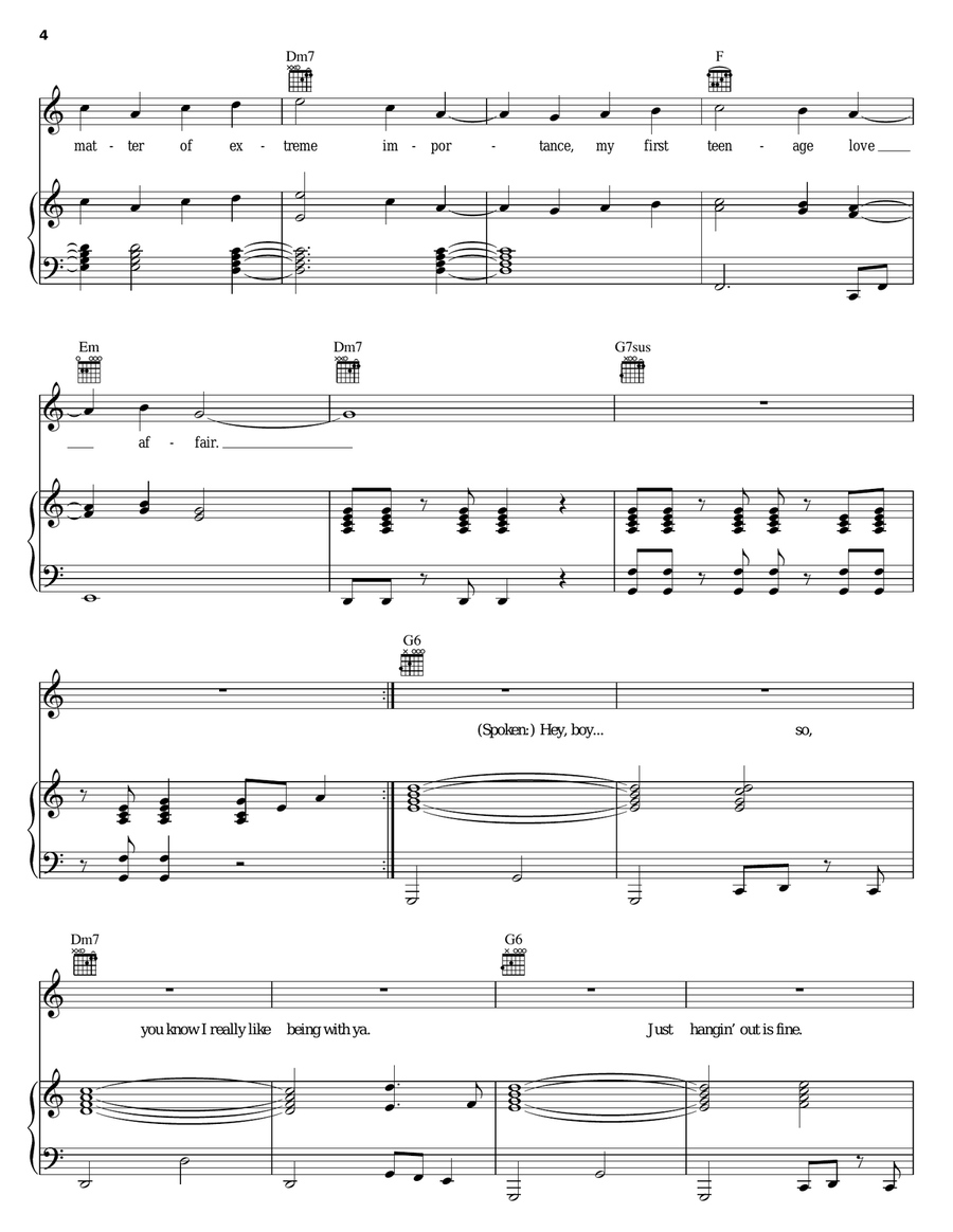 Teenage Love Affair Teenage Love Affair Piano, Vocal, Guitar scores gallery preview page 4