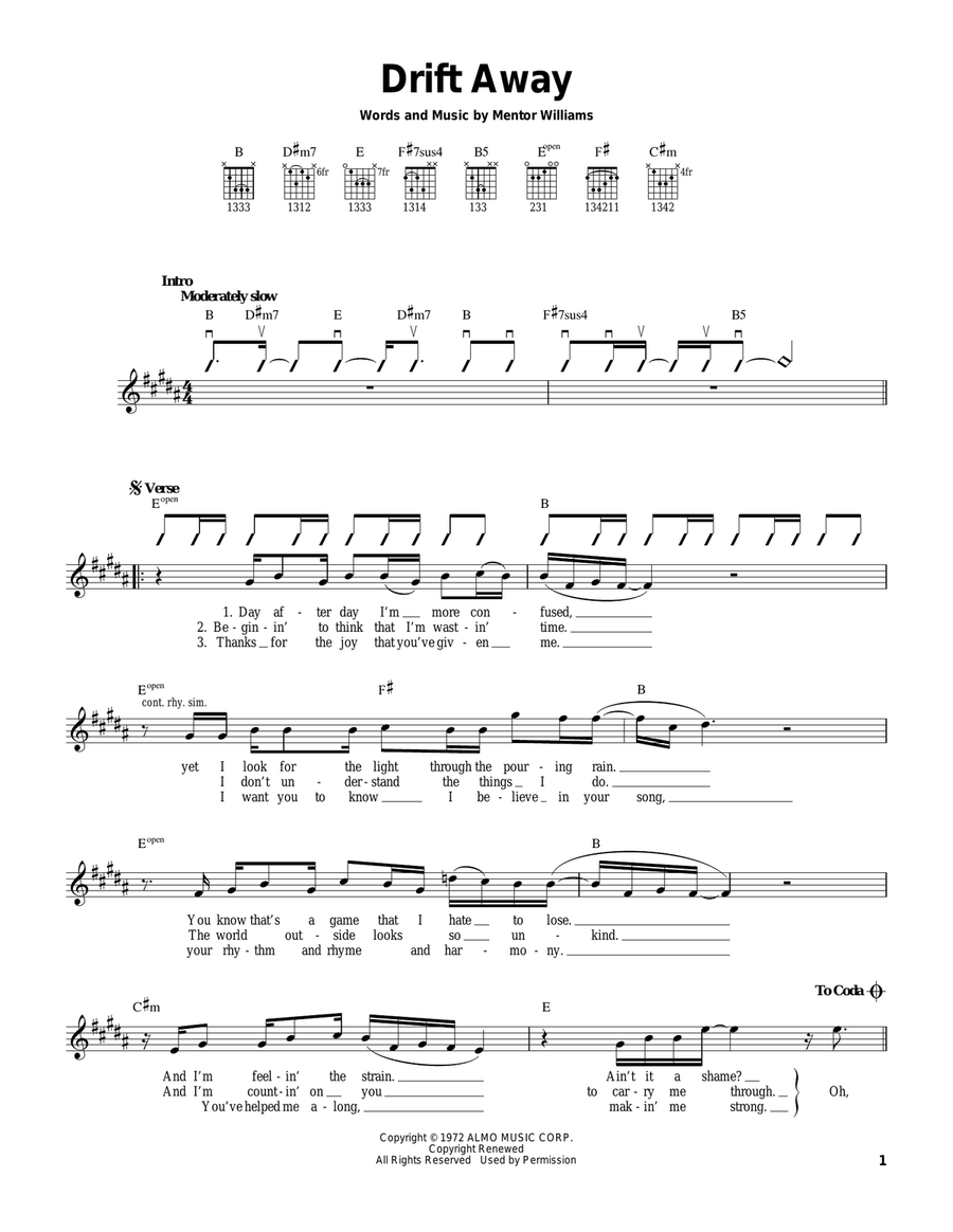 Drift Away Drift Away Acoustic Guitar scores gallery preview page 1