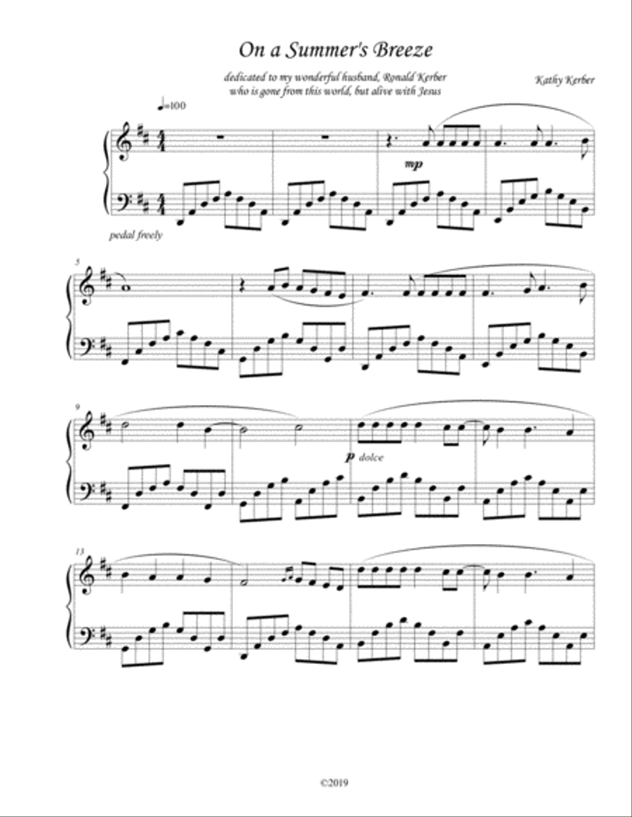 On a Summer's Breeze Piano Solo scores gallery preview page 1