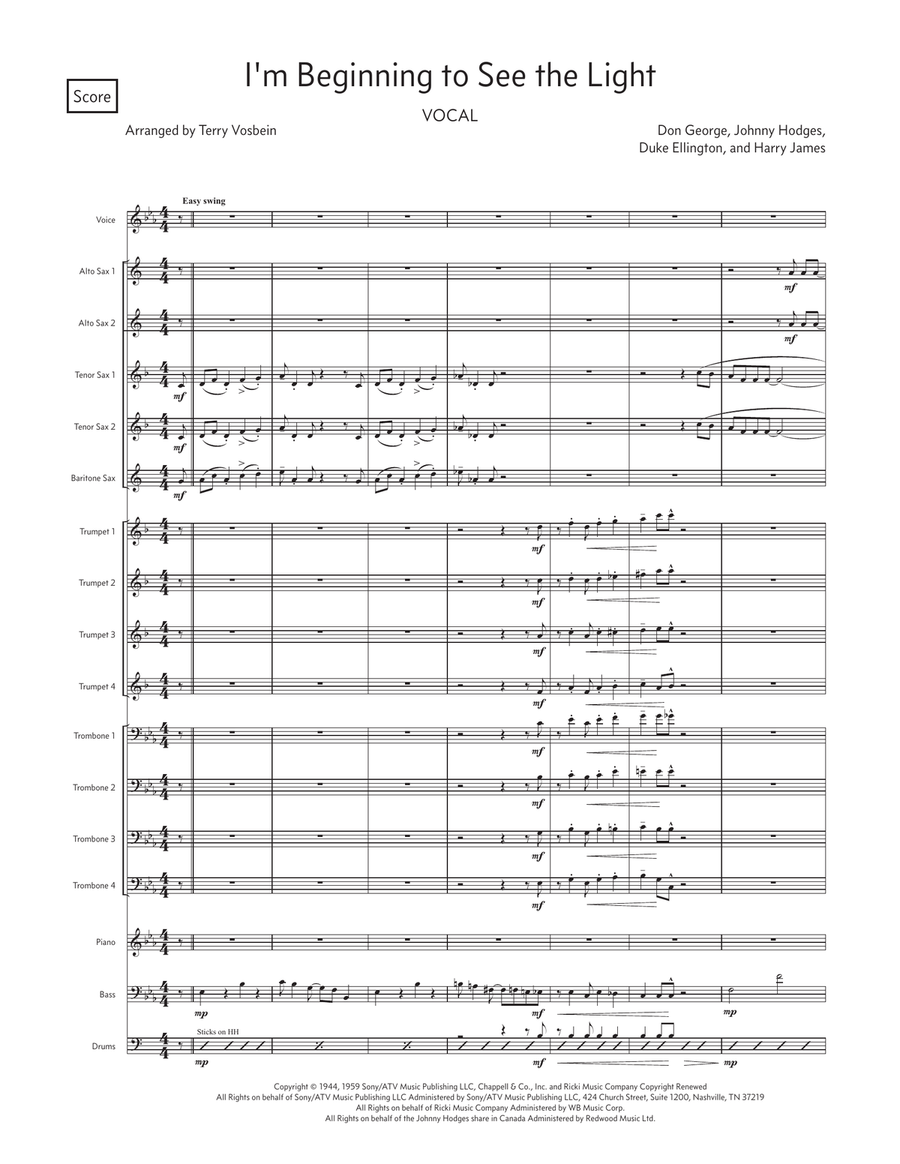 I'm Beginning To See The Light Jazz Ensemble scores gallery preview page 1