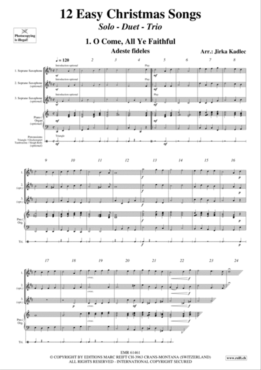 12 Easy Christmas Songs Woodwind Duet scores gallery preview page 3