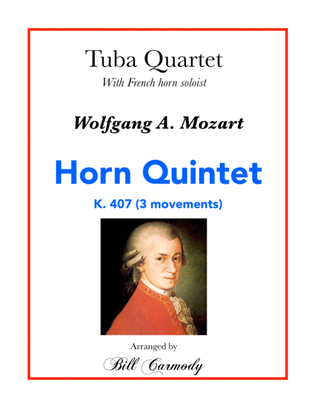 Book cover for Mozart Horn Quintet w Tuba Quartet acc. (3 mvts)