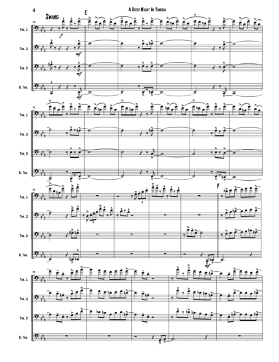 A Night In Tunisia Brass Quartet scores gallery preview page 4