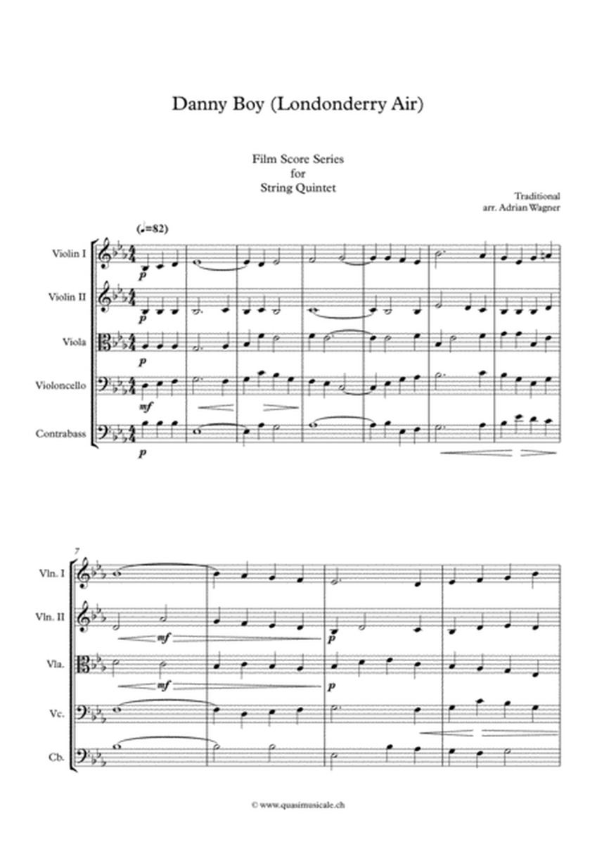 Brassed Off "Danny Boy (Londonderry Air)" String Quintet arr. Adrian Wagner image number null