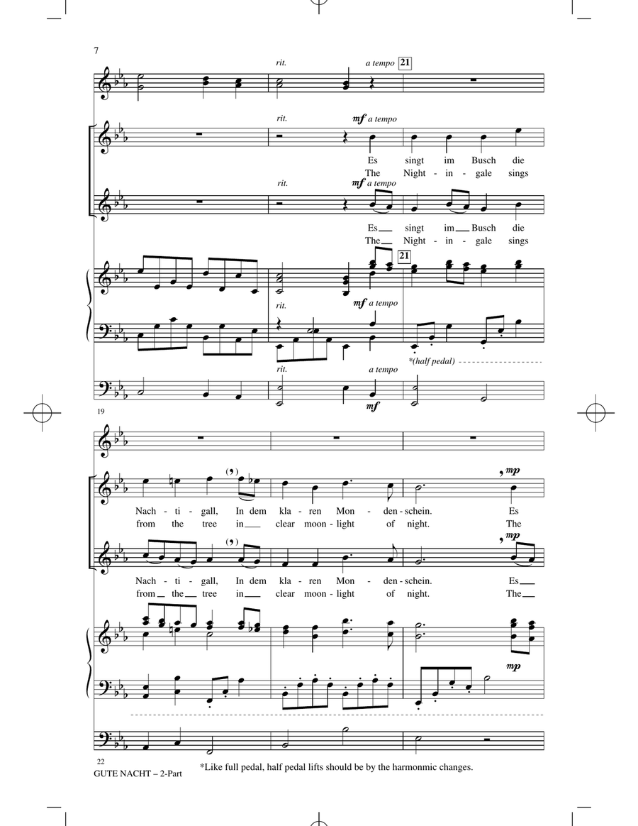Gute Nacht (Good Night) (arr. John Leavitt) 2-Part scores gallery preview page 5