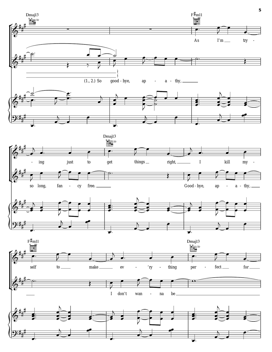 Goodbye Apathy Goodbye Apathy Piano, Vocal, Guitar scores gallery preview page 5