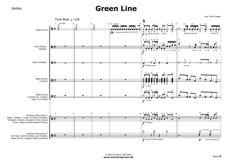 GREEN LINE (Drumline Feature) Drum Set scores gallery preview page 1