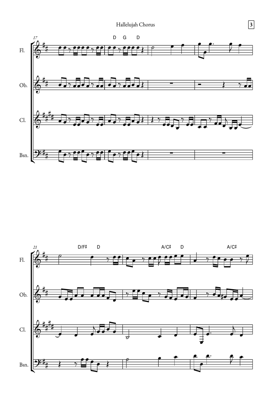 Hallelujah Chorus Woodwind Quartet scores gallery preview page 3