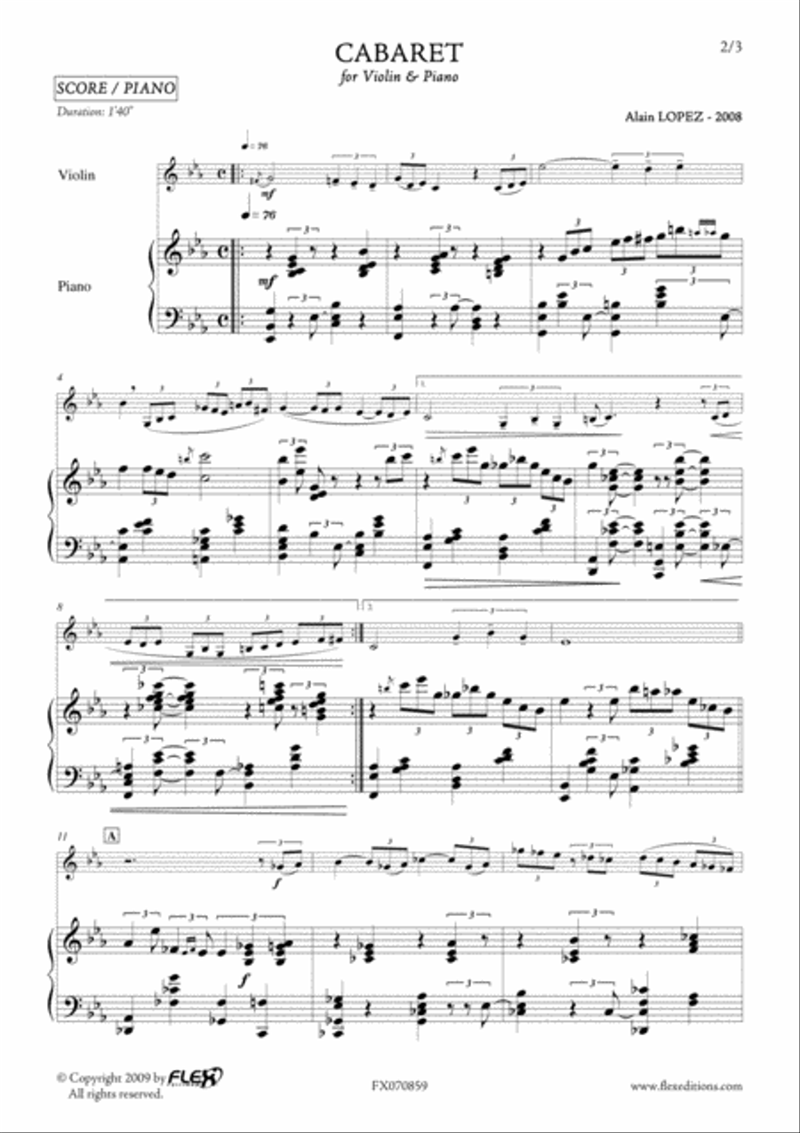 Cabaret Violin Solo scores gallery preview page 2