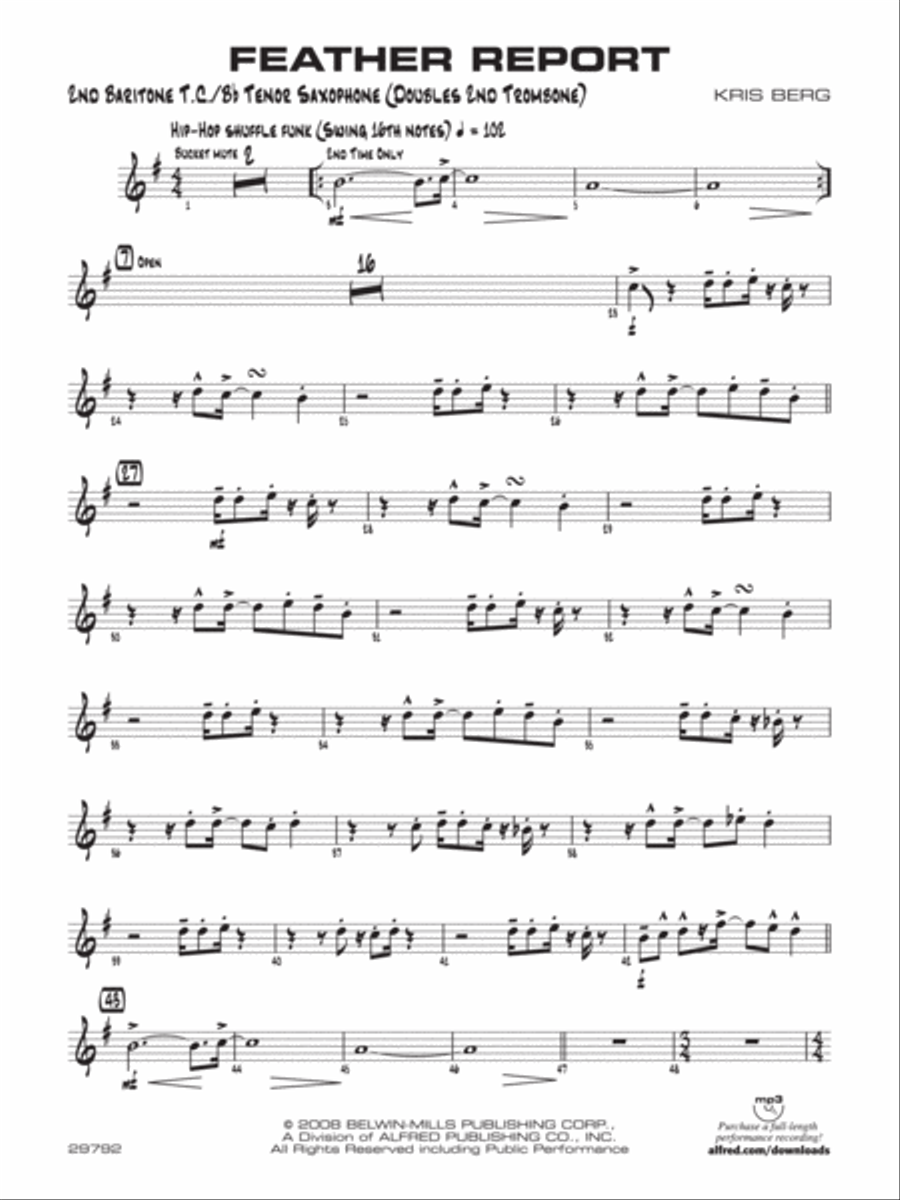 Feather Report: 2nd Baritone T.C. Jazz Ensemble scores gallery preview page 1