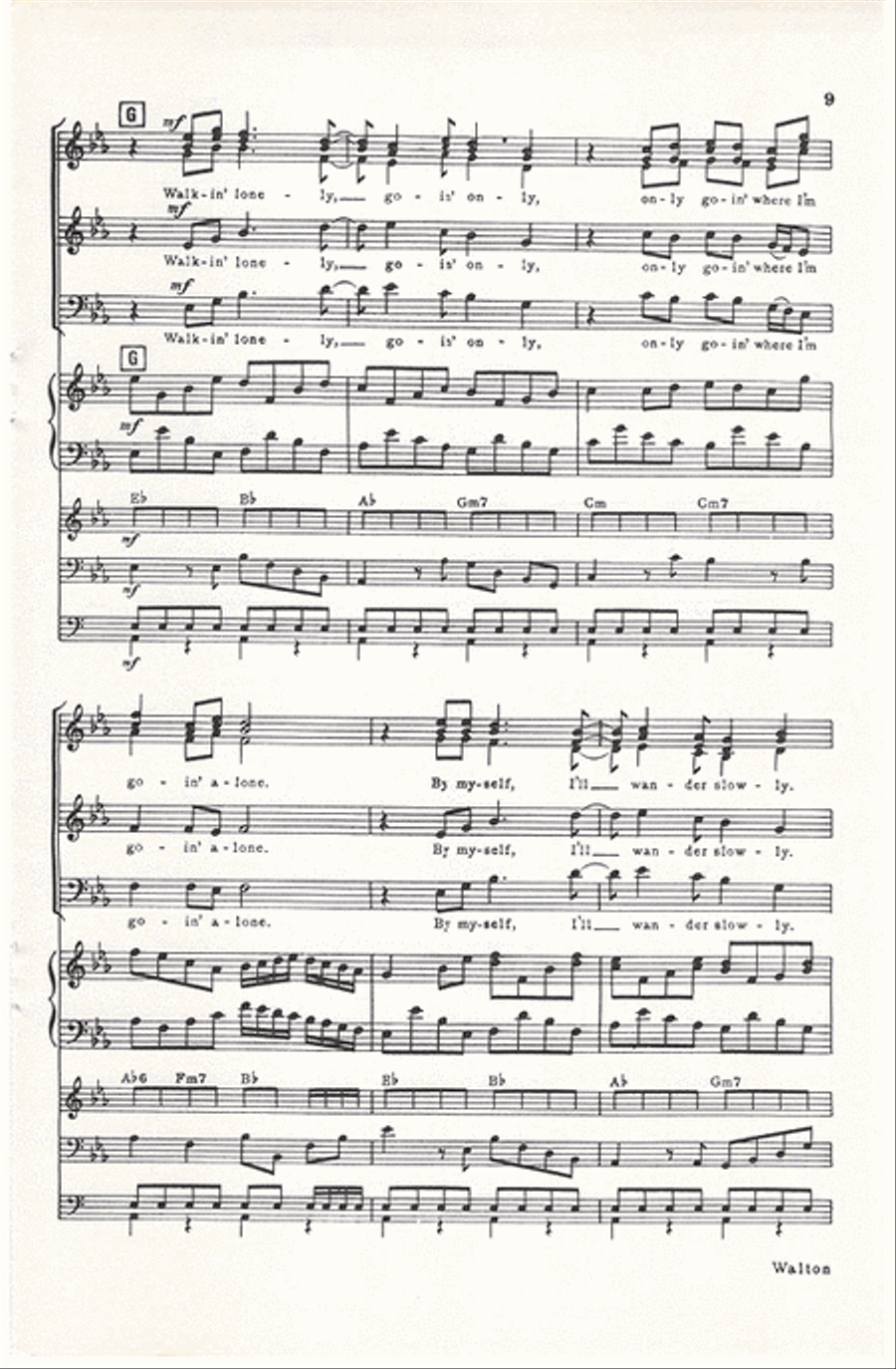 Walkin' Lonely (Vocal Score) Divisi scores gallery preview page 9