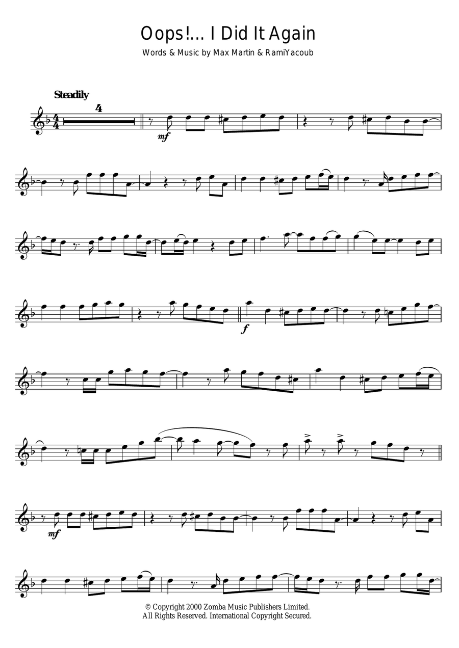 Oops! I Did It Again Oops! I Did It Again Violin Solo scores gallery preview page 1