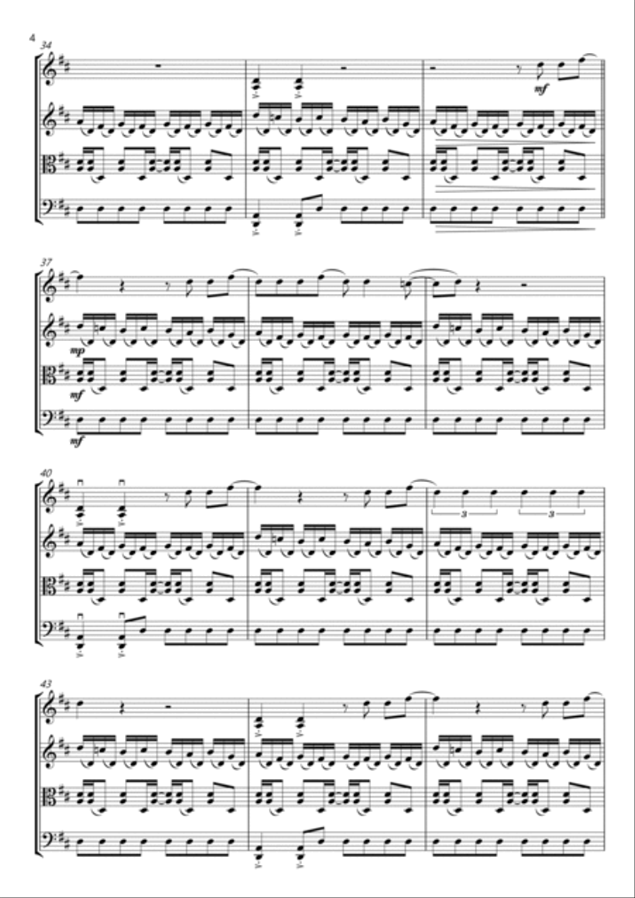 Thunderstruck String Quartet scores gallery preview page 4