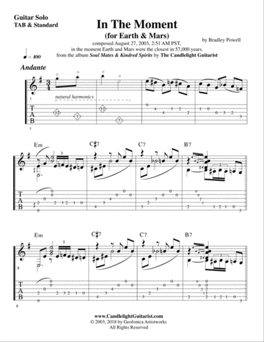 In The Moment (for Earth and Mars) Classical Guitar scores gallery preview page 2