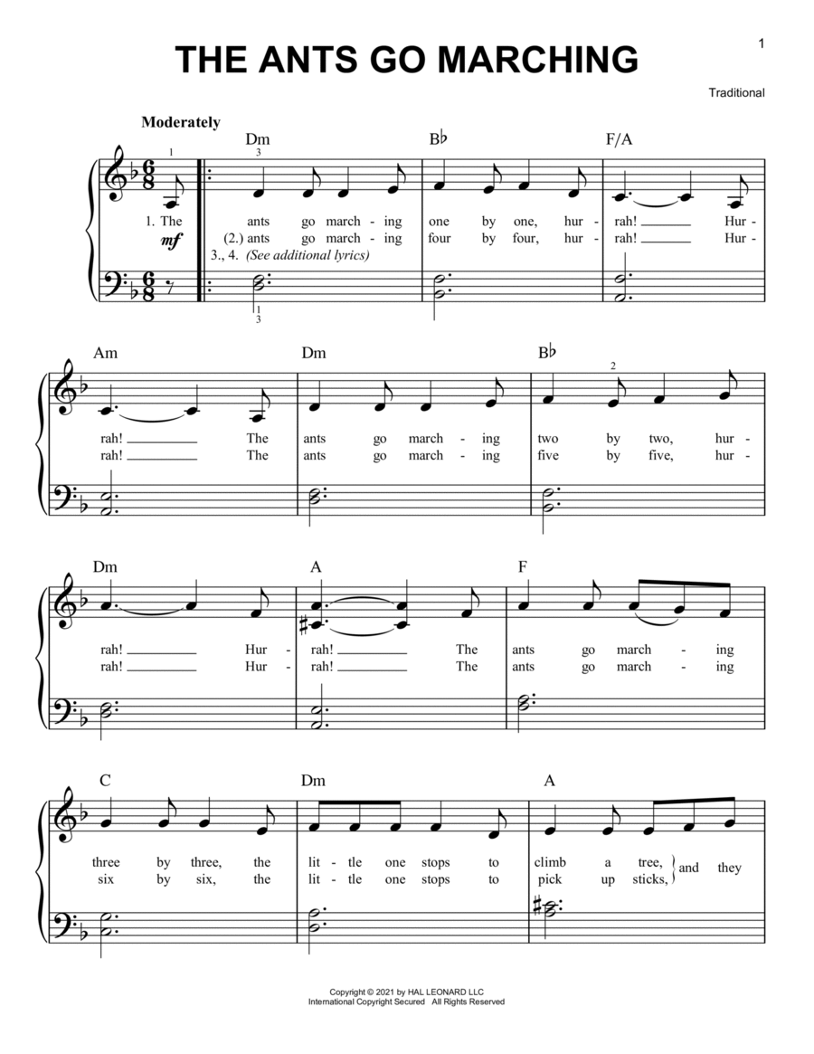 The Ants Go Marching Easy Piano scores gallery preview page 1