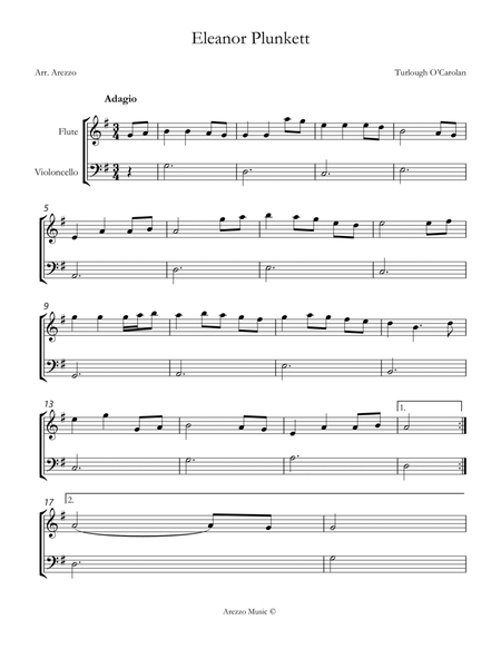 turlough'o carolan eleanor plunkett Flute and Cello sheet music image number null