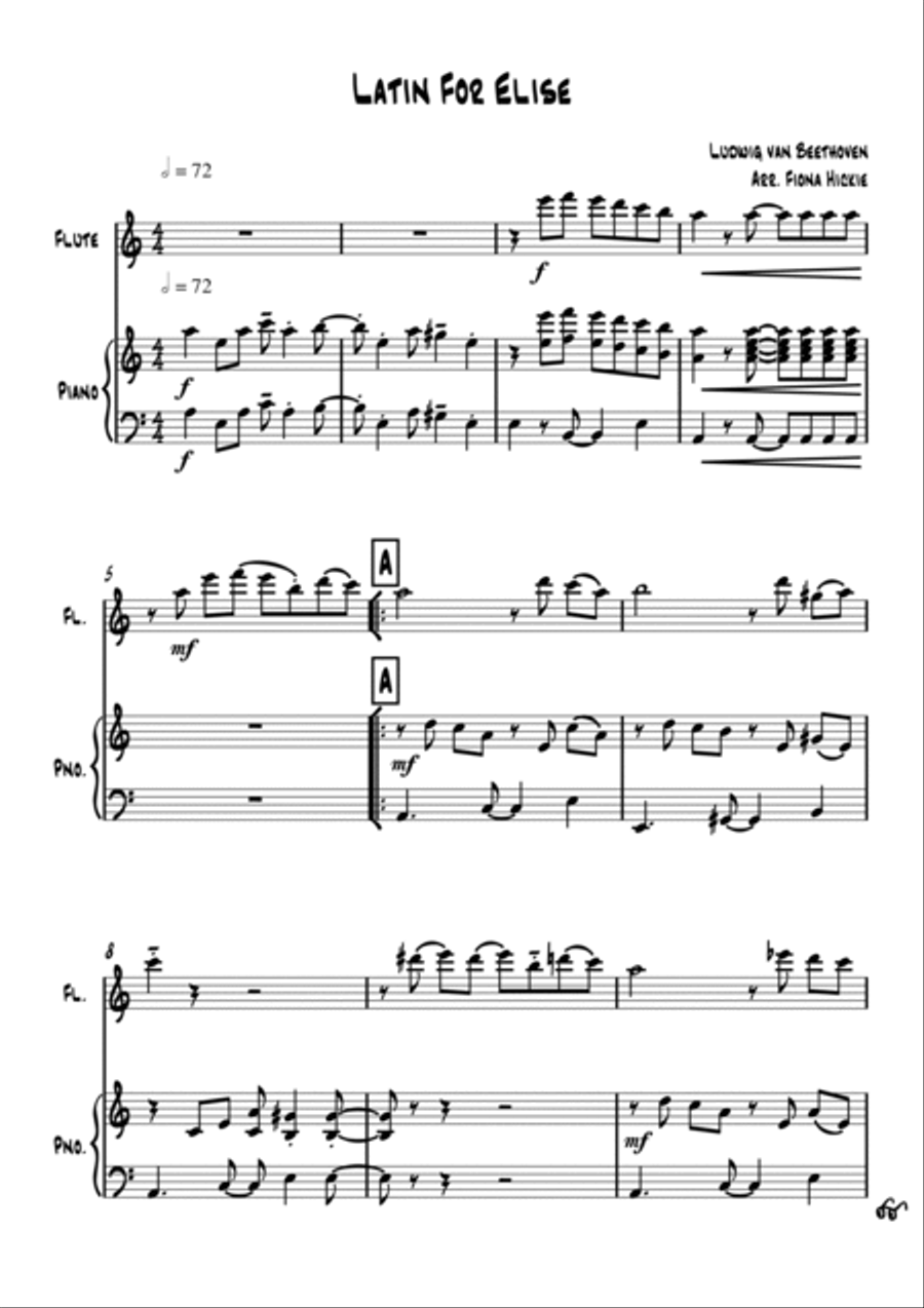 Latin for Elise Latin for Elise Flute Solo scores gallery preview page 2