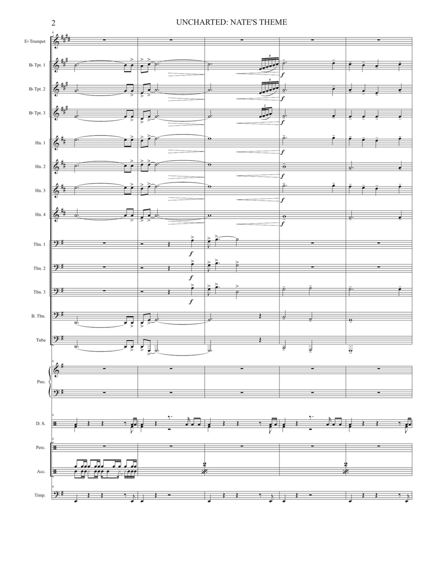Uncharted: Nate's Theme Brass Ensemble scores gallery preview page 2