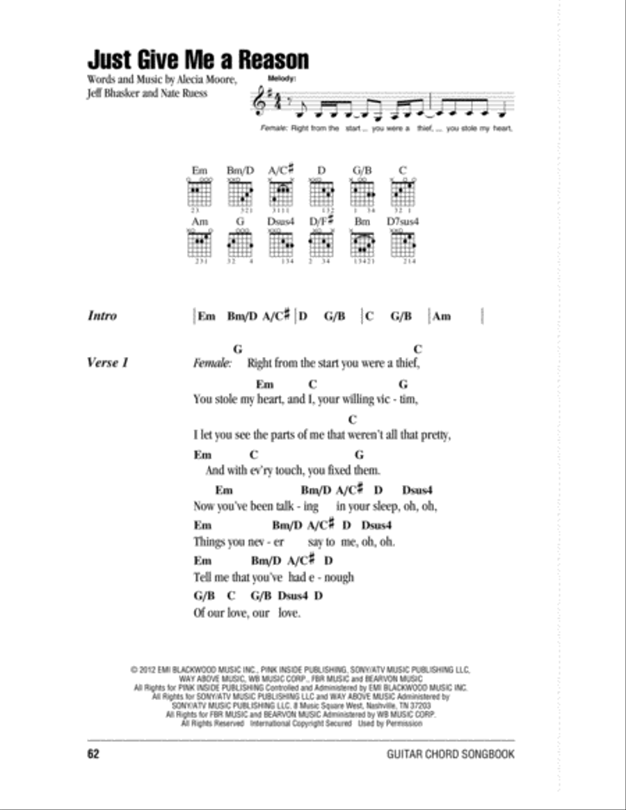 Just Give Me A Reason Acoustic Guitar scores gallery preview page 1