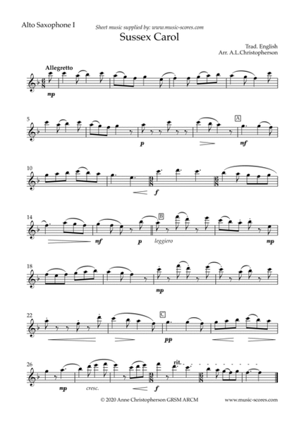 The Sussex Carol - 4 Alto Saxophones image number null