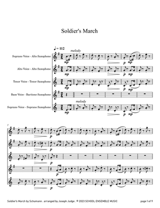Soldier's March by Schumann for Saxophone Quartet in Schools