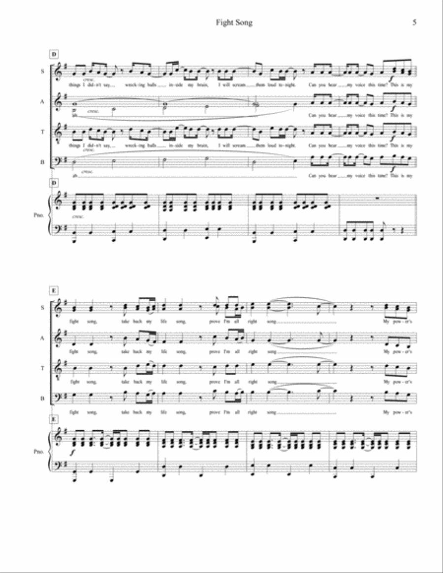 Fight Song 4-Part scores gallery preview page 5