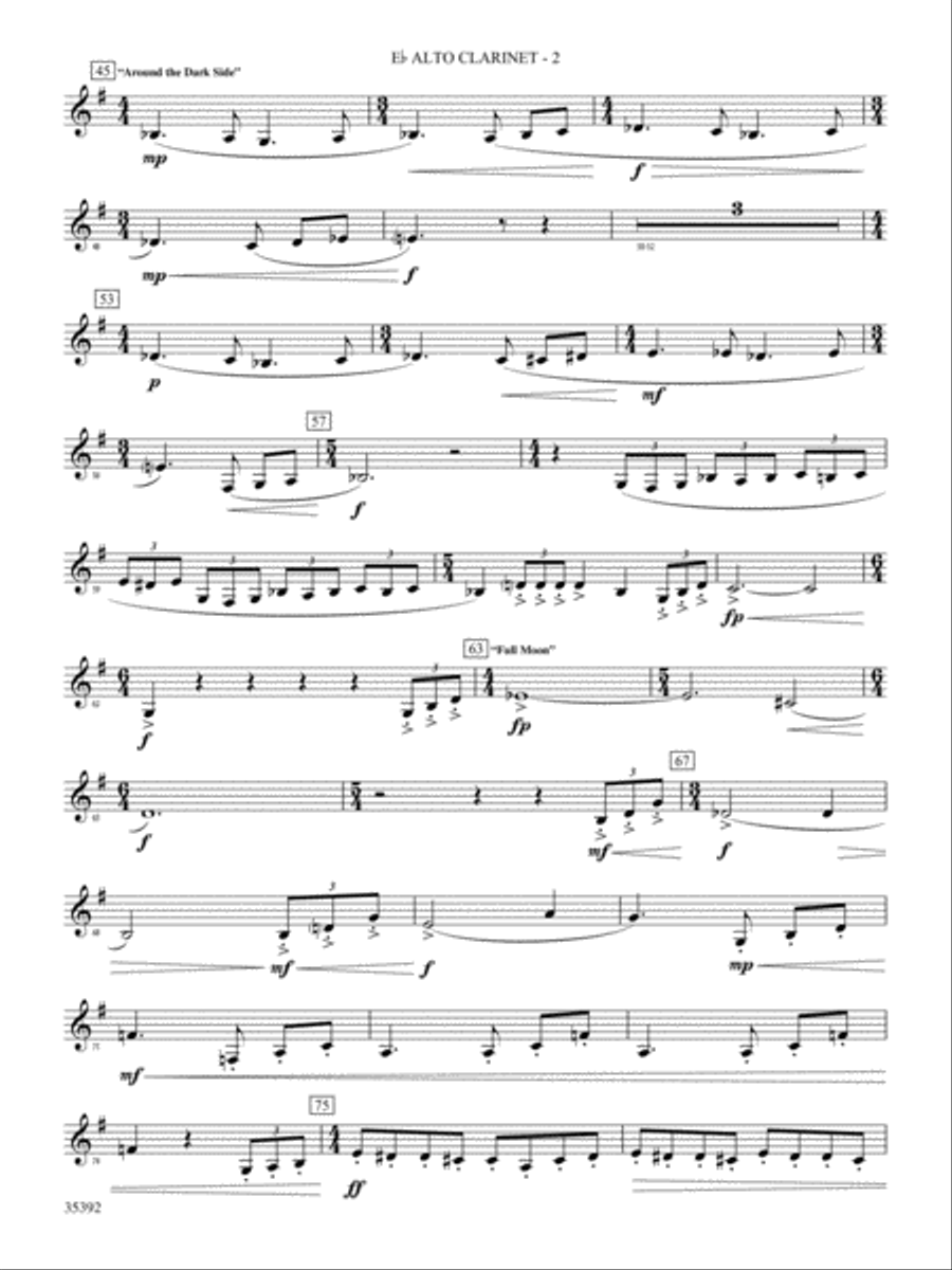 Moon Phases 81: (World Part) E-flat Alto Clarinet Concert Band scores gallery preview page 2