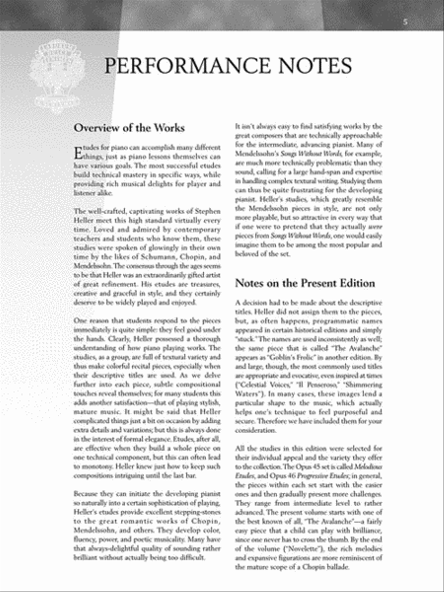Heller – Selected Piano Studies, Opus 45 & 46 Piano Method scores gallery preview page 4
