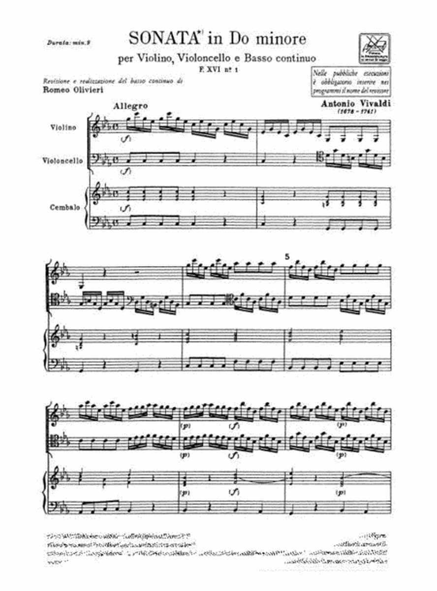 Sonata in Do Min. Rv 83 per Violino, Cello e BC