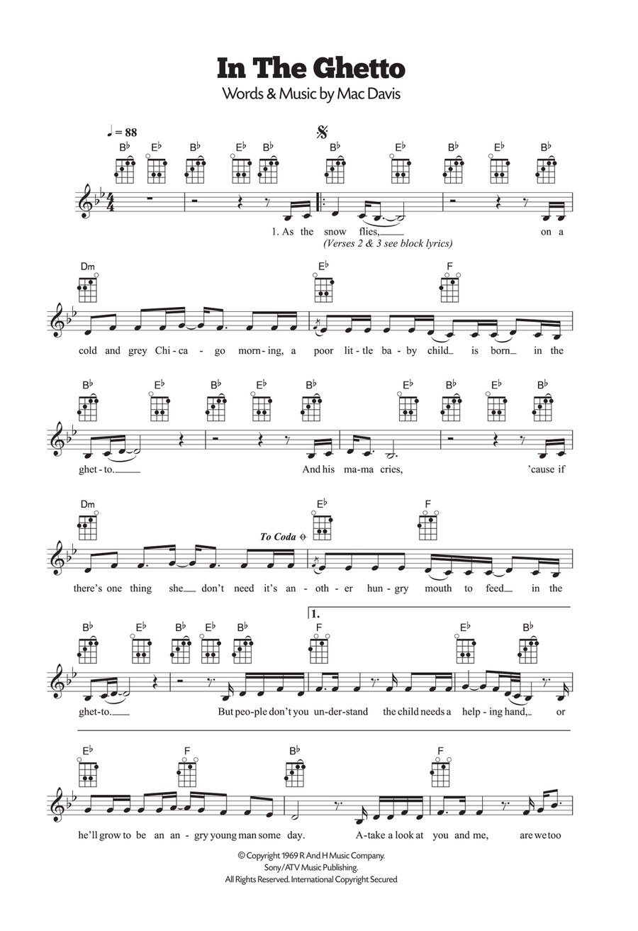 In The Ghetto In The Ghetto Ukulele scores gallery preview page 1