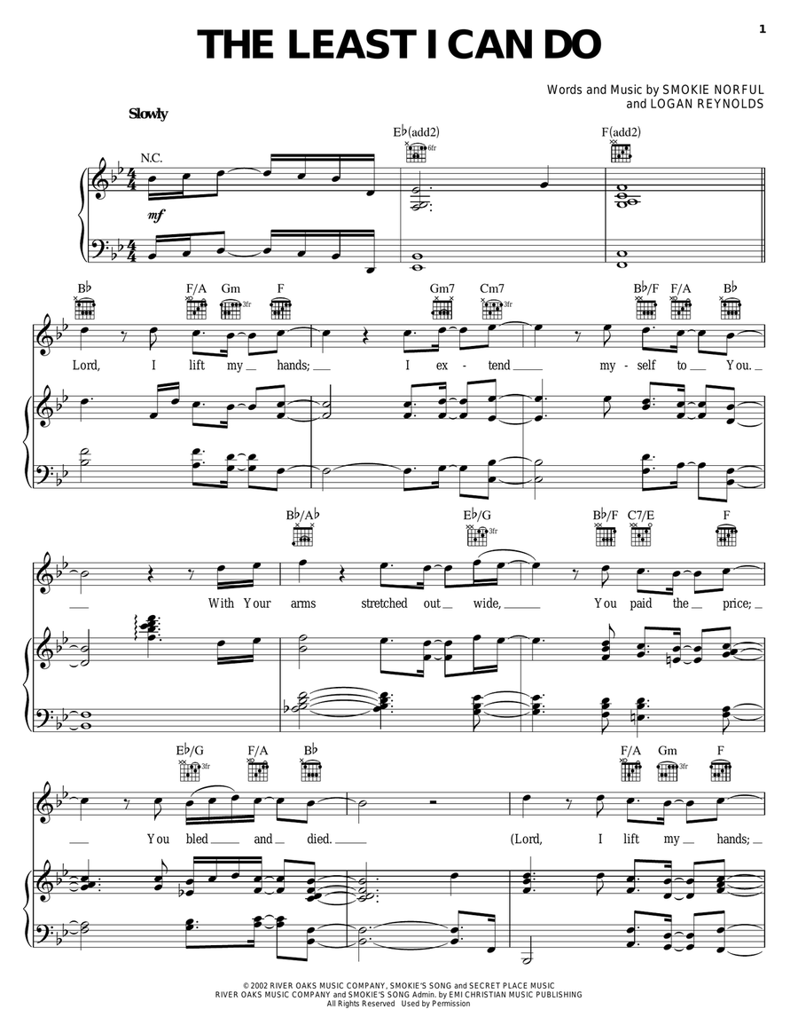 The Least I Can Do The Least I Can Do Piano, Vocal, Guitar scores gallery preview page 1