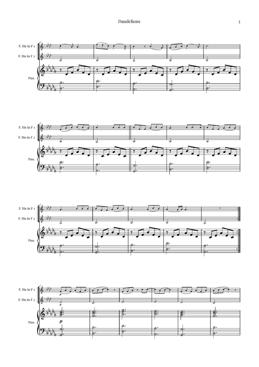 Dandelions Brass Duet scores gallery preview page 3