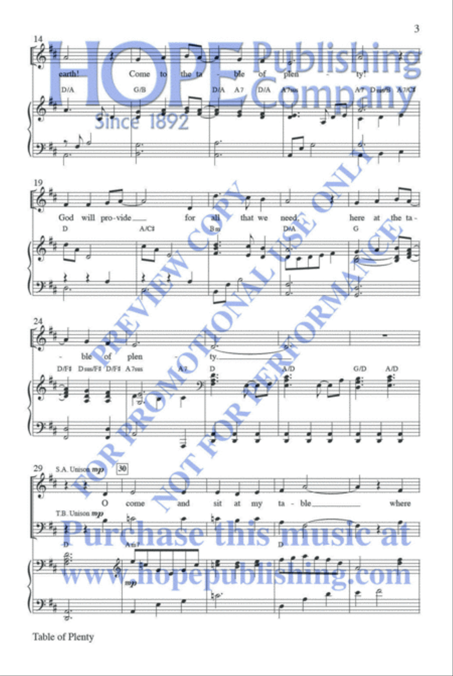 Table of Plenty Choir scores gallery preview page 4