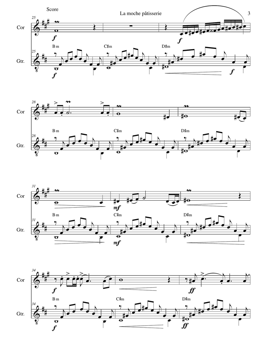 La moche pâtisserie (The tacky cake shop) for cor anglais and guitar English Horn scores gallery preview page 3