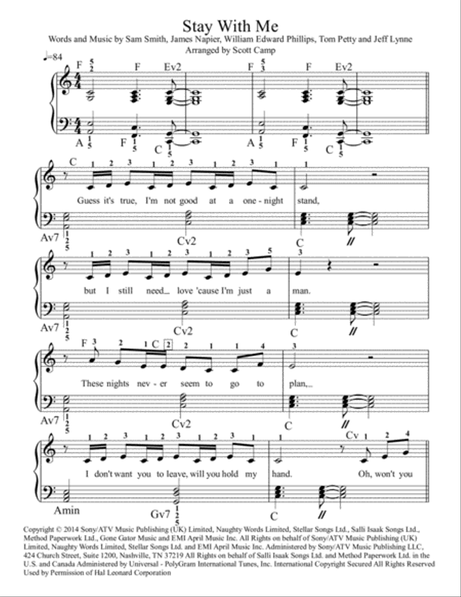 Stay With Me Easy Piano scores gallery preview page 1