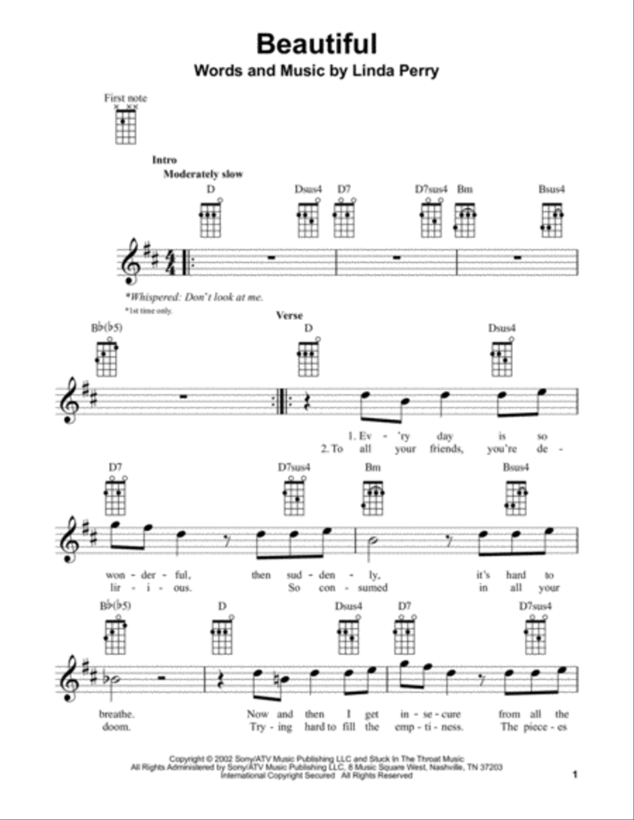 Beautiful Beautiful Ukulele scores gallery preview page 1