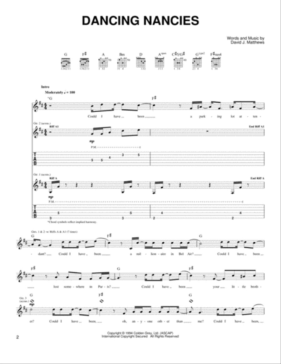 Dancing Nancies Acoustic Guitar scores gallery preview page 1
