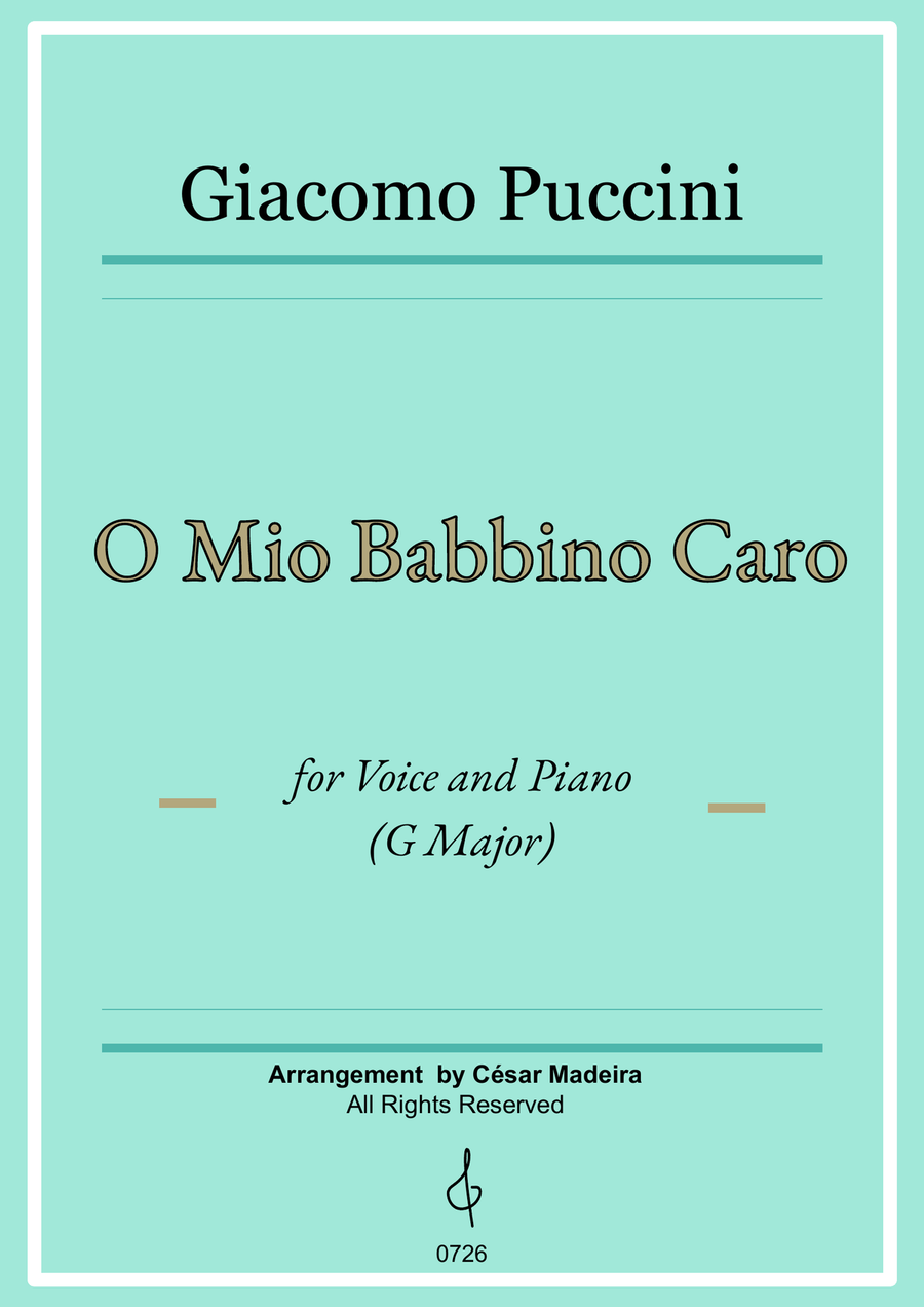 O Mio Babbino Caro by Puccini - Voice and Piano - G Major (Full Score and Parts) Piano, Vocal scores gallery preview page 1