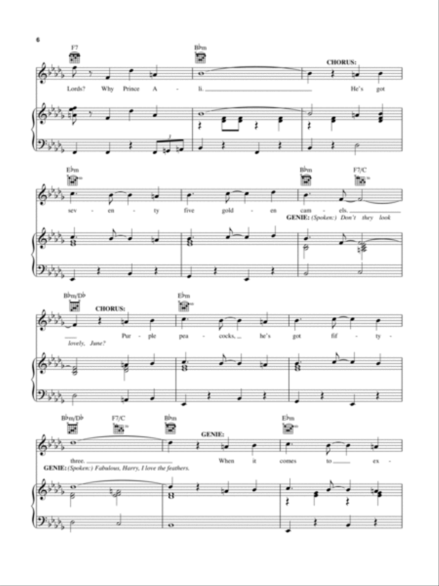 Prince Ali (from Aladdin) Piano, Vocal, Guitar scores gallery preview page 6