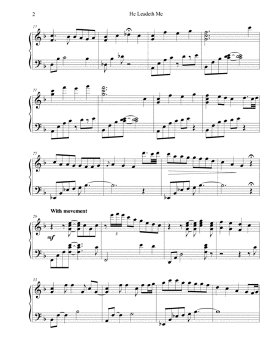He Leadeth Me (Savior Like a Shepherd) Piano Solo scores gallery preview page 2