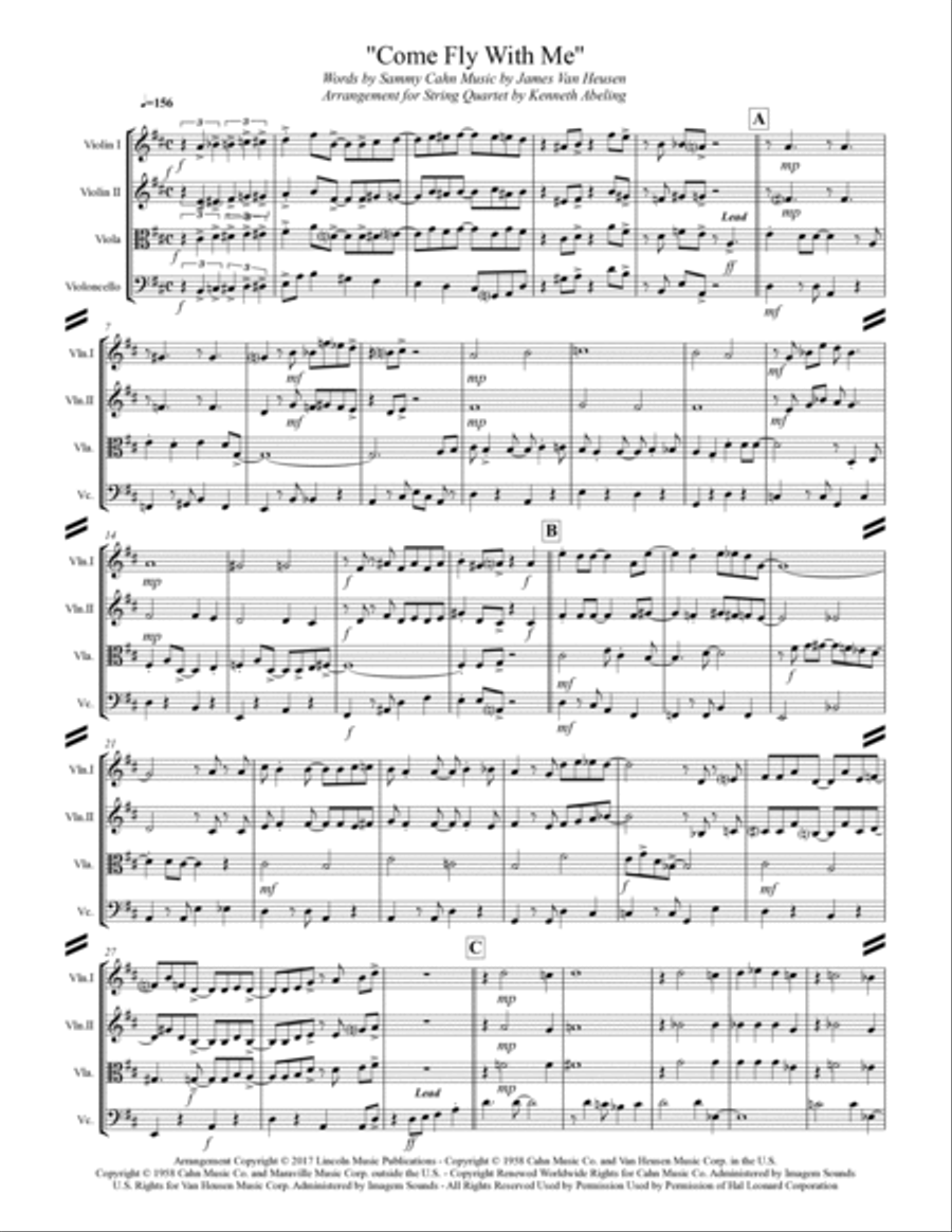 Come Fly With Me String Quartet scores gallery preview page 2