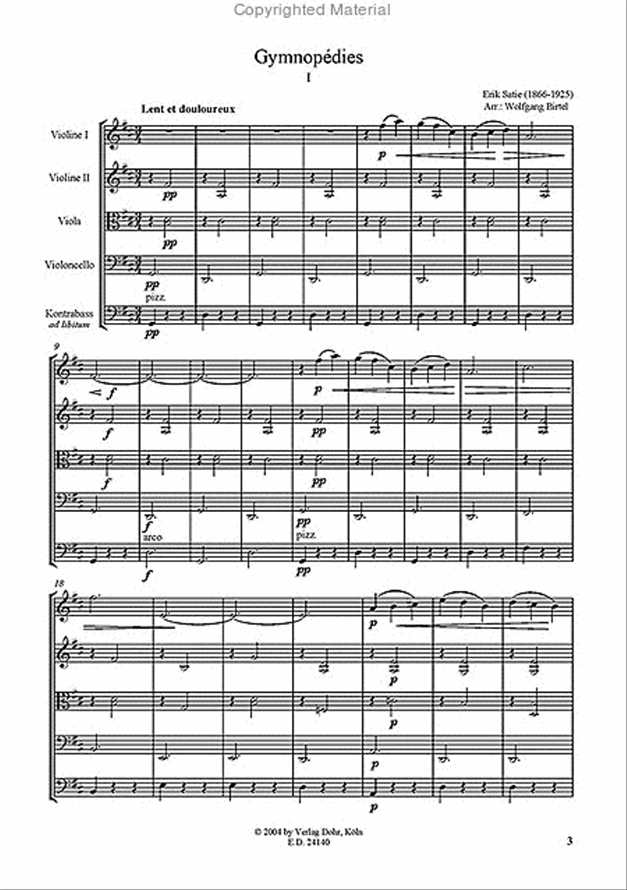 Gymnopédies I-III für Streichquartett String Quartet scores gallery preview page 2