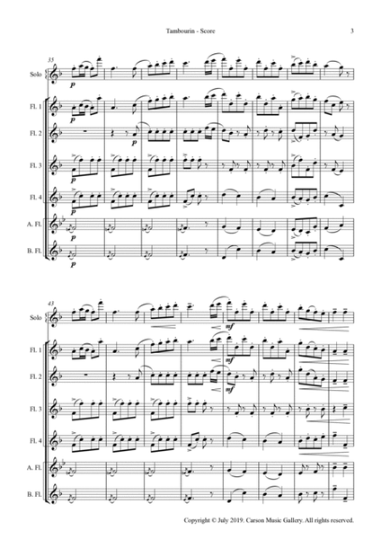<b>Tambourin </b>for Solo Flute and Flute Choir (arr. Carson Yu) image number null