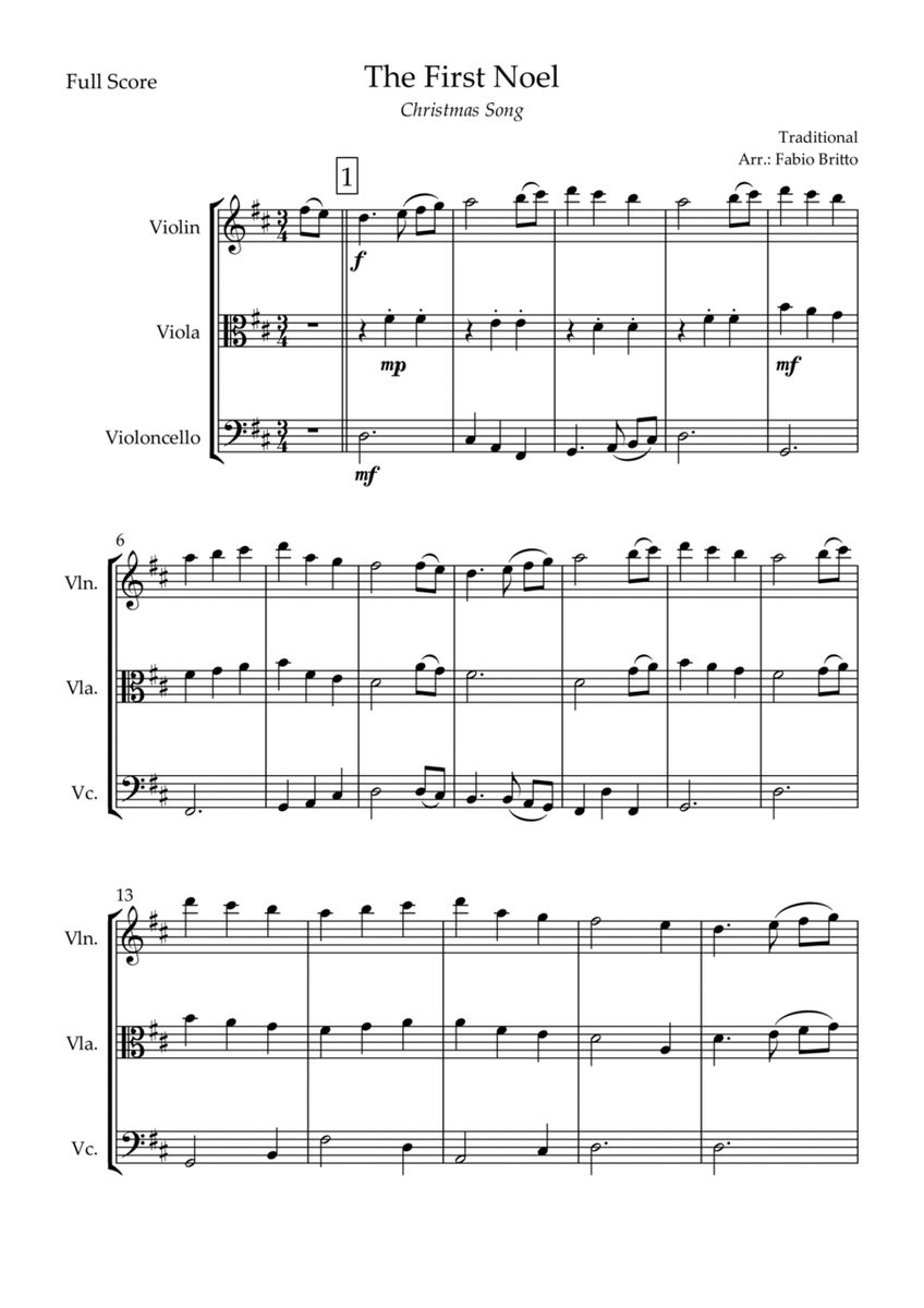 The First Noel (Christmas Song) for String Trio image number null
